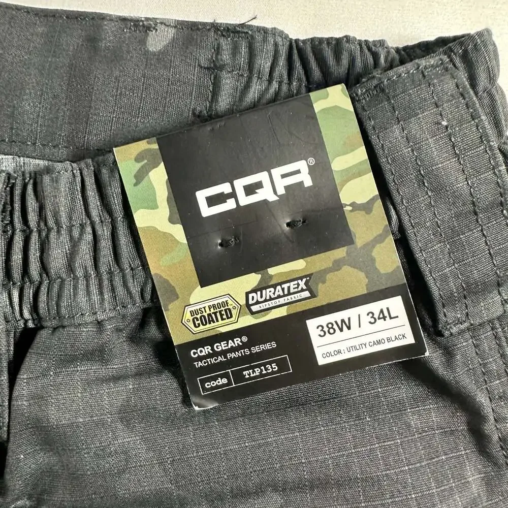 CQR Gear Men's Tactical Ripstop Cargo Pants Utility Camo Black TLP135